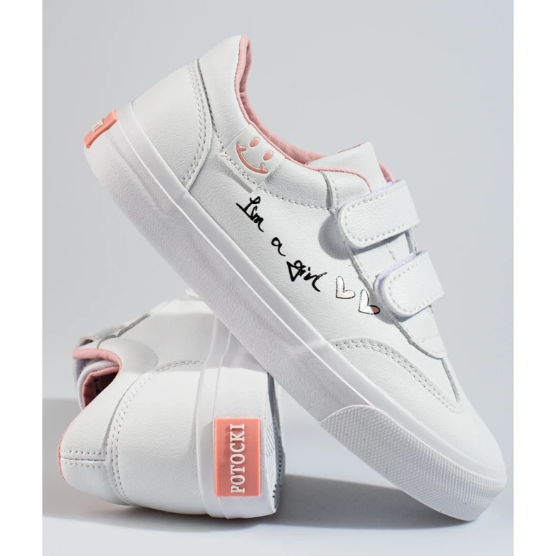 W. Potocki Sapatos desportivos de velcro para meninas Potocki branco 2