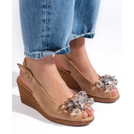 W. Potocki Sandálias de cunha espadrille bege de mulher, Potocki 1