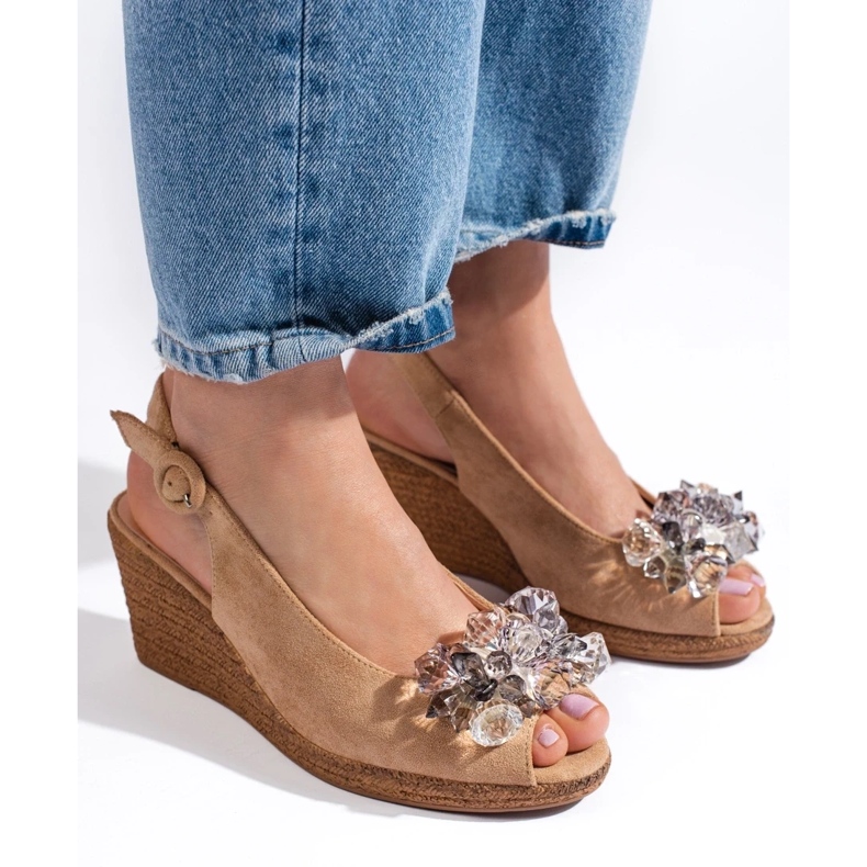 W. Potocki Sandálias de cunha espadrille bege de mulher, Potocki 1