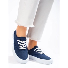 Sneakers clássicas com atacadores para mulher Shelovet azul marinho 1