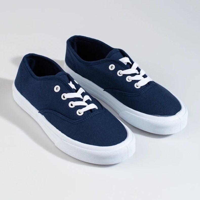 Sneakers clássicas com atacadores para mulher Shelovet azul marinho 2