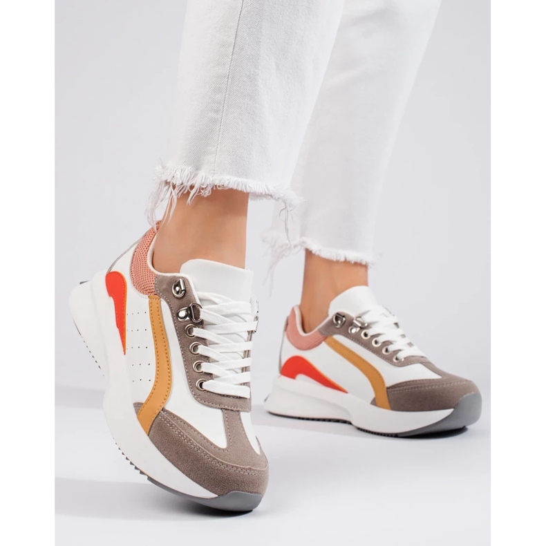 Sapatilhas multicoloridas Shelovet de mulher branco 2 Sapatilhas multicoloridas Shelovet de mulher branco 2