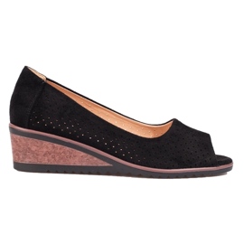 W. Potocki Sapatos de salto alto de camurça femininos Potocki preto 2