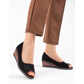 W. Potocki Sapatos de salto alto de camurça femininos Potocki preto 1