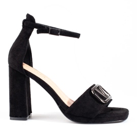 Sandálias pretas de salto alto de mulher Vinceza preto 1