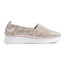 Sapato Shelovet de couro dourado vazado 1