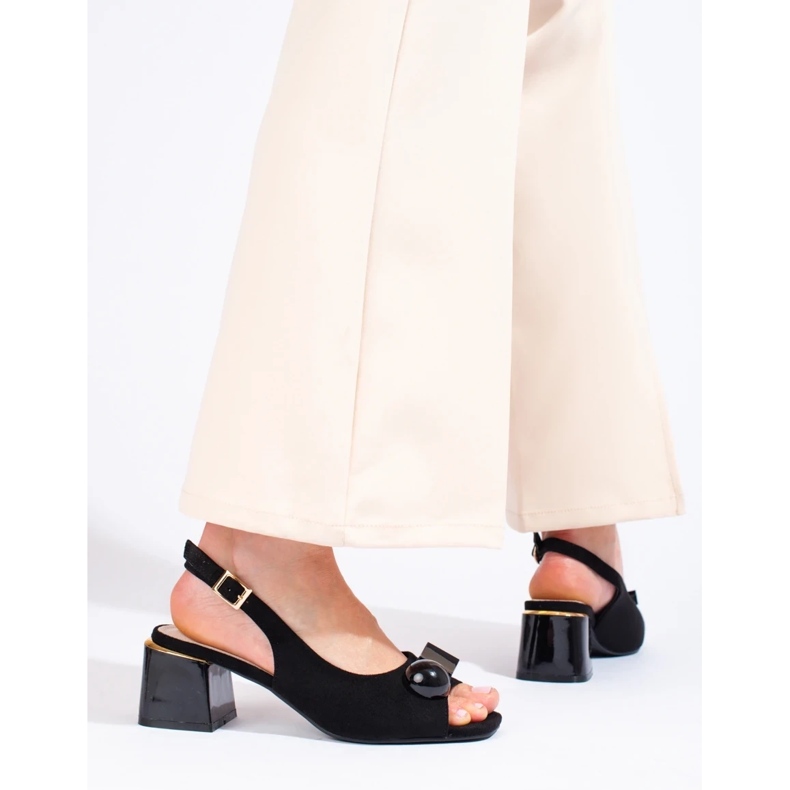 Sandálias de camurça preta preto 2