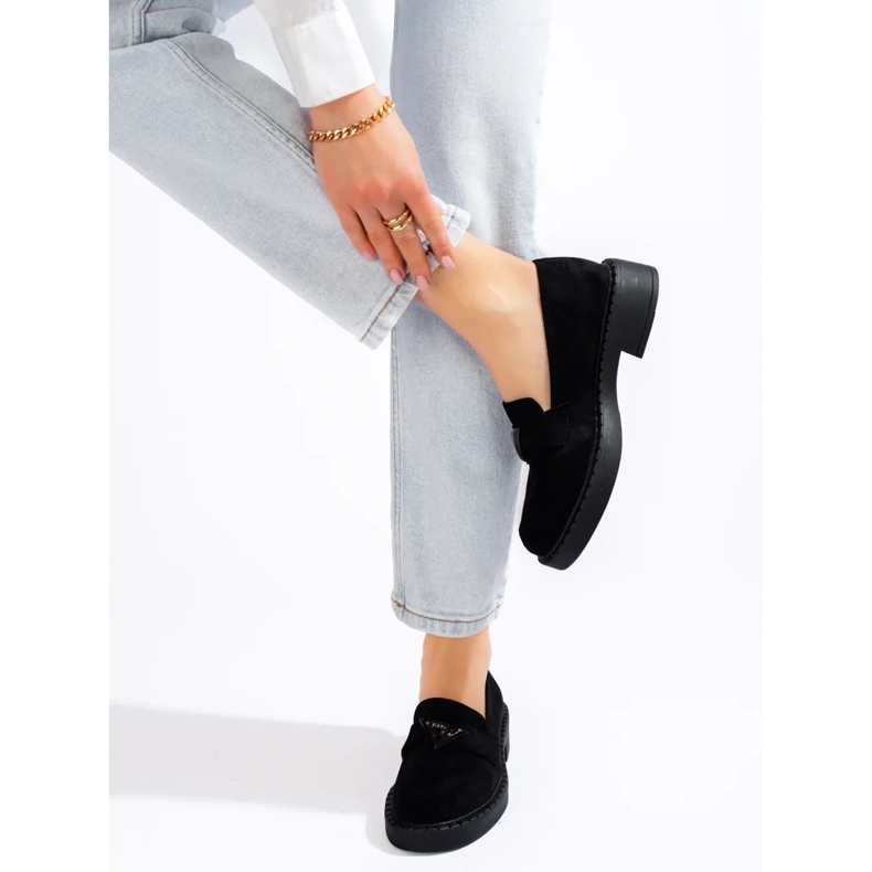 W. Potocki Mocassins de mulher pretos em camurça, Potocki 2