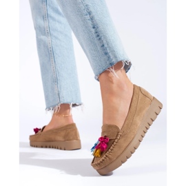 W. Potocki Mocassim boho de camurça Potocki com borlas bege 1