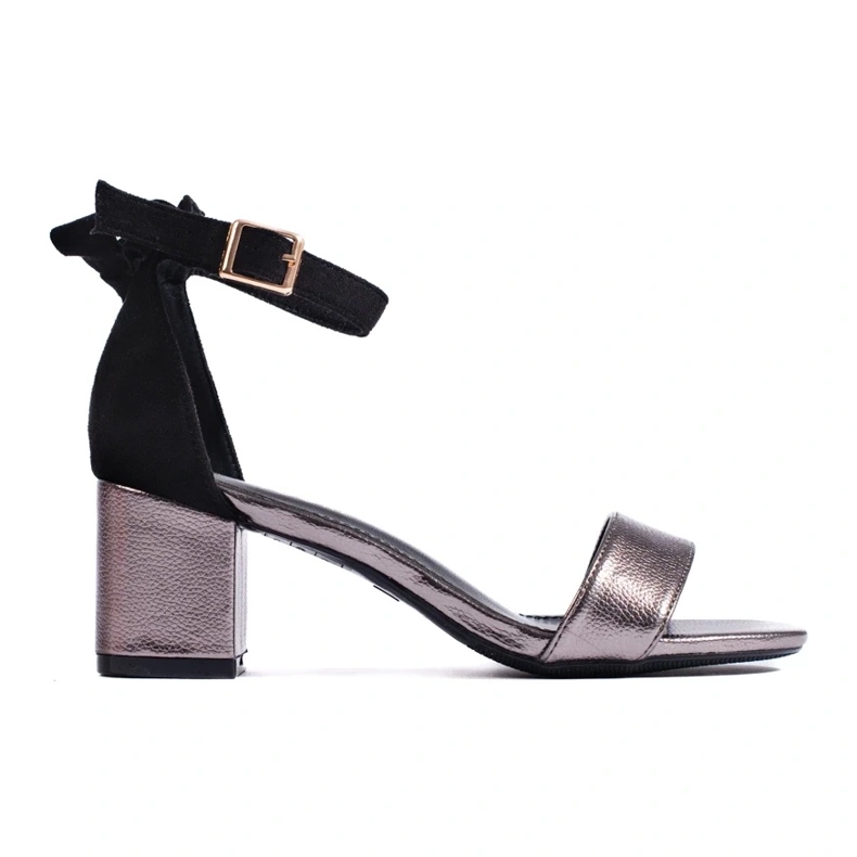 W. Potocki Sandália preta e prata com laço Potocki preto 2