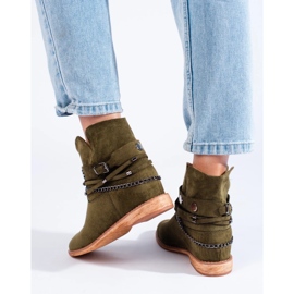 Botas cowboy de camurça Shelovet verdes de mulher 1