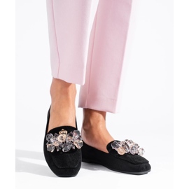 Senhores de camurça preta com cristais decorativos Shelovet preto 2