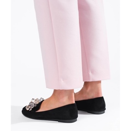 Senhores de camurça preta com cristais decorativos Shelovet preto 1