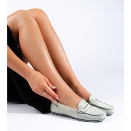 Mocassins de mulher em camurça verde claro, Shelovet 1