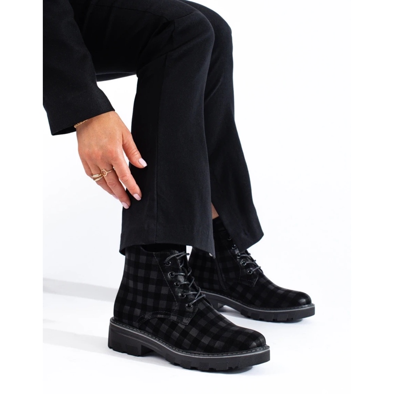 Shelovet Checkered Feminino Trabalhadores preto 2