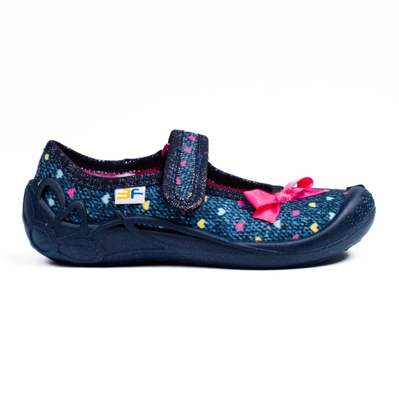 SHELOVET Chinelos para meninas com velcro corações 3F azul 2