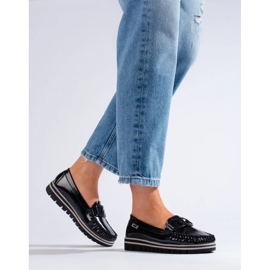 Mocassim plataforma Shelovet preto envernizado 2