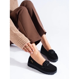 Goodin Mocassins de camurça preta com sola grossa preto 1