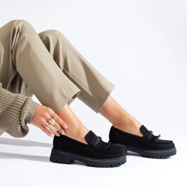 Mocassins femininos de camurça preta Shelovet preto 2