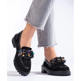 Mocassins de mulher pretos em camurça, Shelovet 2