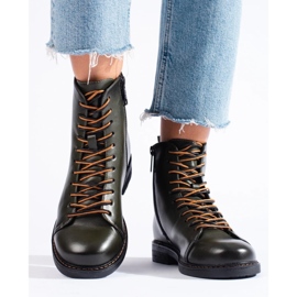 Botas femininas verdes escuras Vinceza com atacadores 2