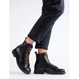 Botas femininas pretas Vinceza com cadarço preto 1 Botas femininas pretas Vinceza com cadarço preto 1