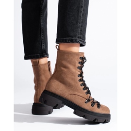 Botas de trabalho marrons em camurça, Vinceza. bege 1