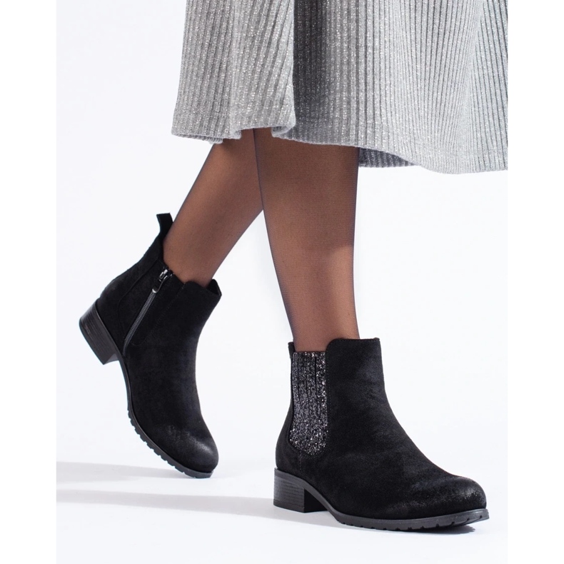 Botas Shelovet Chelsea de mulher de camurça preta preto 1