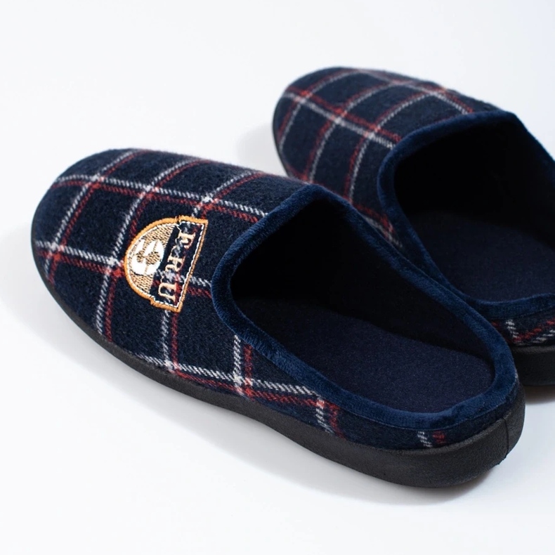 Chinelos xadrez masculinos Shelovet azul marinho 1