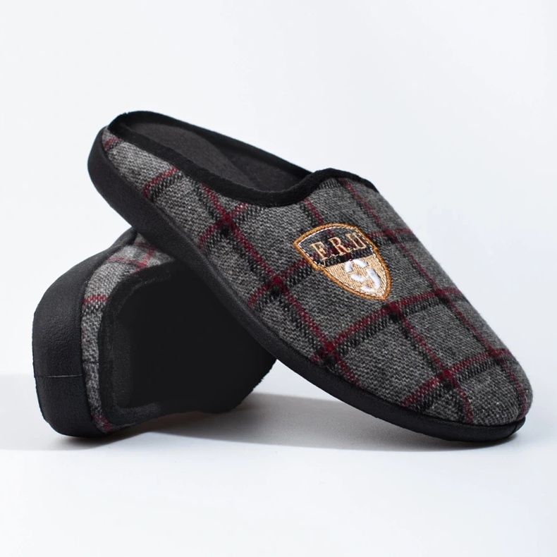 Chinelos xadrez masculinos Shelovet cinza 1