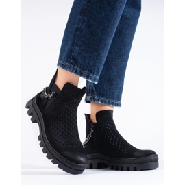 W. Potocki Botins femininos em camurça perfurada, preto, Potocki 2