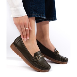 Mocassins verdes escuros femininos confortáveis 2