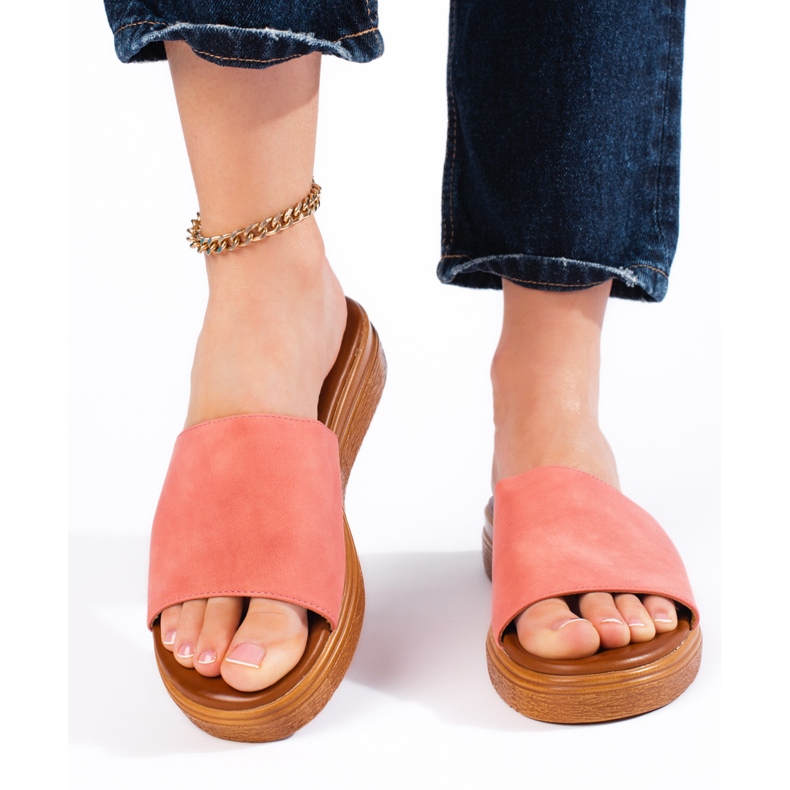 Chinelos femininos de camurça verde 2