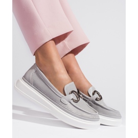 Goodin Mocassins femininos cinza vazados 2