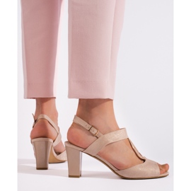 Goodin Sandálias femininas de salto alto douradas dourado 2