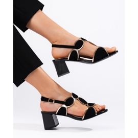 Goodin Sandálias femininas pretas com fivela preto 2