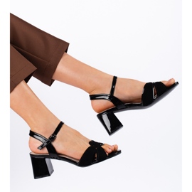 Goodin Sandálias femininas de salto alto pretas envernizadas preto 2