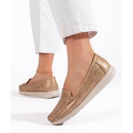 Mocassins dourados femininos 2
