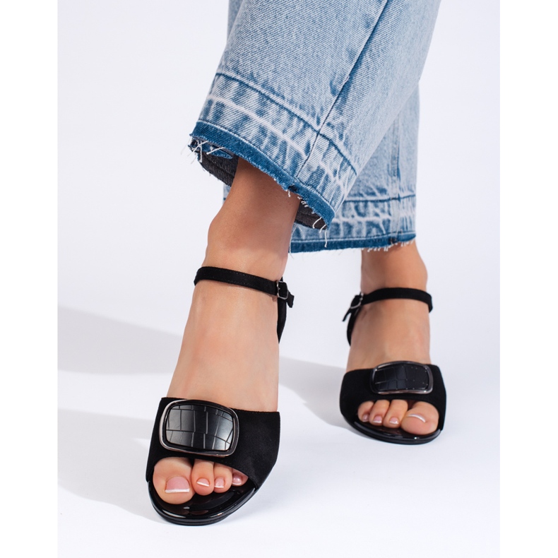 Sandálias pretas elegantes de salto alto Sergio Leone preto 2