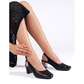 Sergio Leone Sapatos femininos pretos com aberturas 1