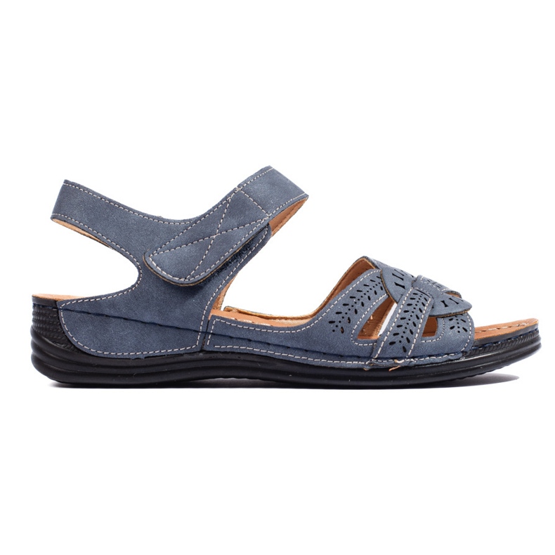 Sandálias femininas azuis claras com cunha baixa azul 1