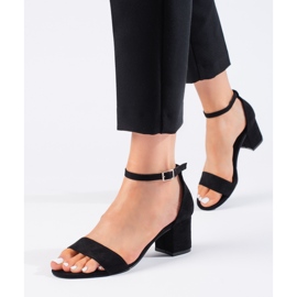 Seastar Sandália de salto alto em camurça preta preto 2