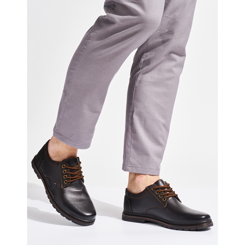 Sapatos masculinos marrons com atacadores marrom 1