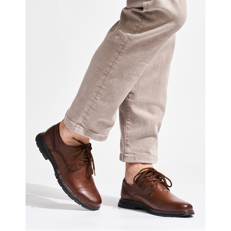 Sapatos masculinos com cadarços castanho 1 Sapatos masculinos com cadarços castanho 1