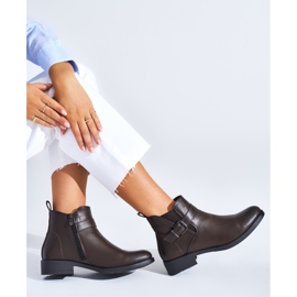 Botins femininos marrons com salto baixo castanho 1