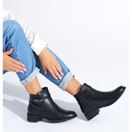 Botins femininos de salto baixo preto 1