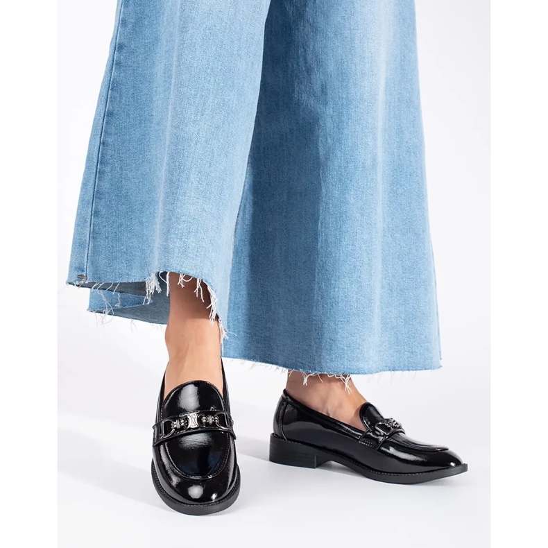 Goodin Mocassins de mulher pretos lacados 2