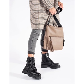 Seastar Botas de trabalho isoladas pretas com flores preto 1