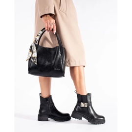 Seastar Botins clássicos pretos com tira decorativa 1