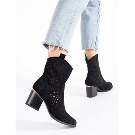 Seastar Botas de cowboy pretas perfuradas com salto alto preto 2